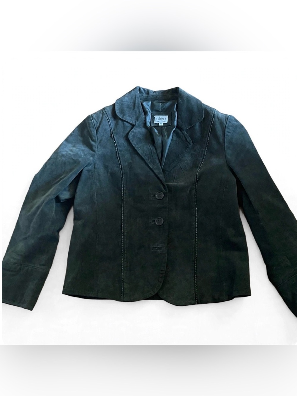 CLEO Dark Grey Suede Notch-Collar Women's Blazer - Size Medium